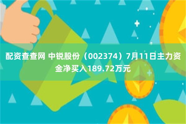 配资查查网 中锐股份（002374）7月11日主力资金净买入189.72万元